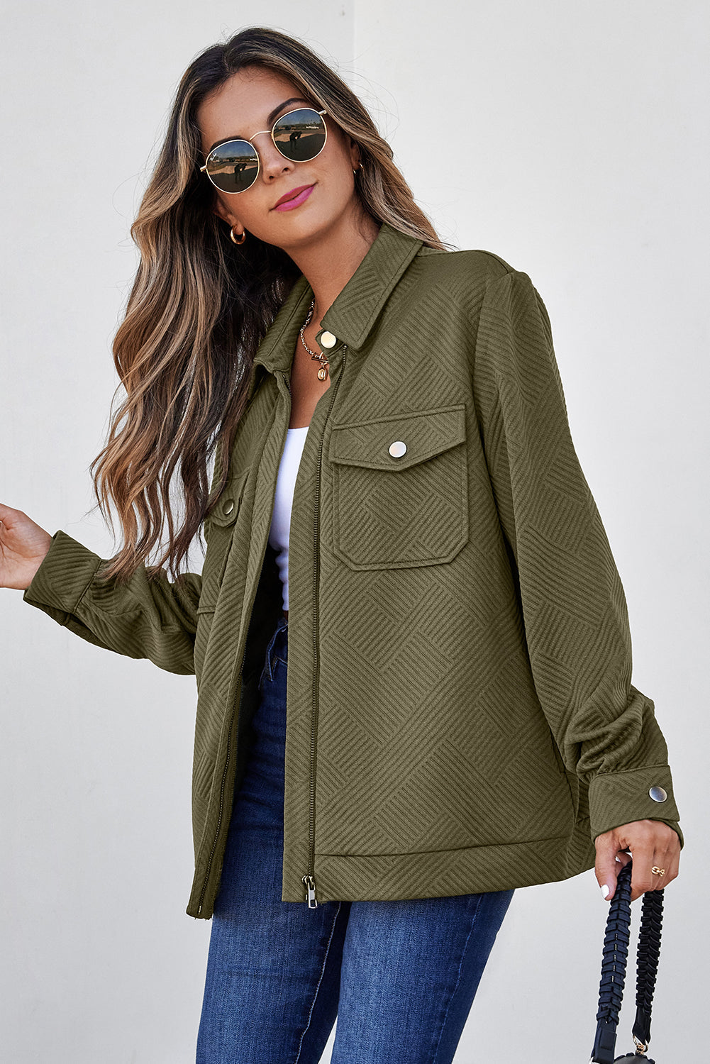 Threaded Pear Remi Zip Up Flap Shirt