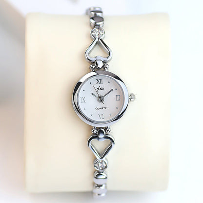 Women’s Elegant Steel Strap Student Watch Set | Minimalist Quartz Wristwatch with Matching Bracelet | Chic Stainless Steel Jewelry Watch | 2026 Trendy Student Gift Set | Sophisticated Silver/Gold Tone Watch Set
