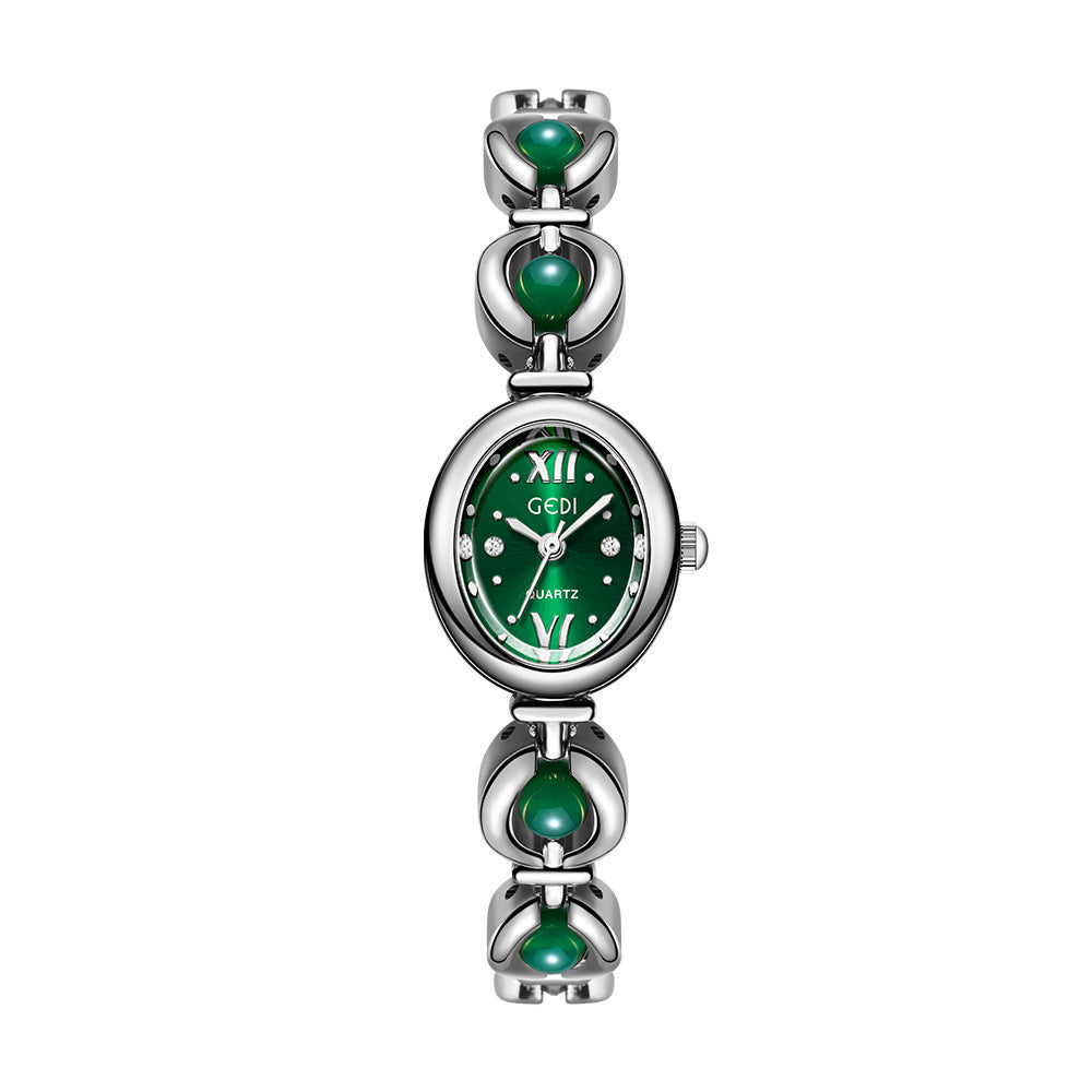 GEDI National Style Emerald Bracelet Watch | Luxury Shell Pearl Women’s Quartz Watch | Niche High-Grade Green Dial Watch | Exquisite Light Luxury Jewelry Watch for Women