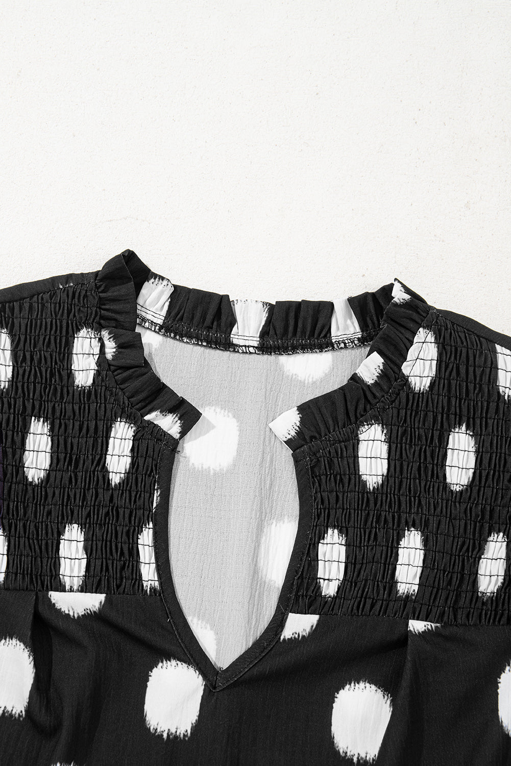 Threaded Pear Nola Notched Balloon Sleeve Blouse