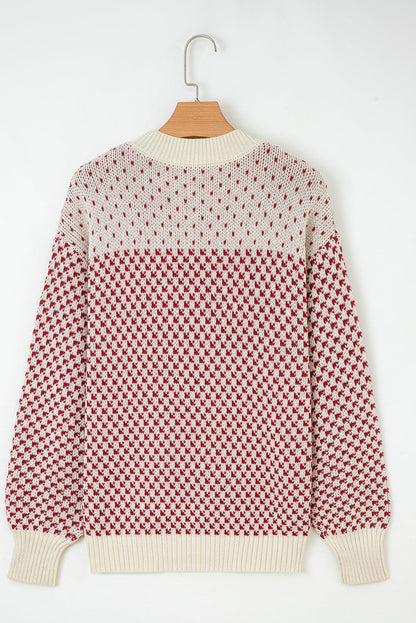 Threaded Pear Kinley Pattern Lantern Sleeve Sweater