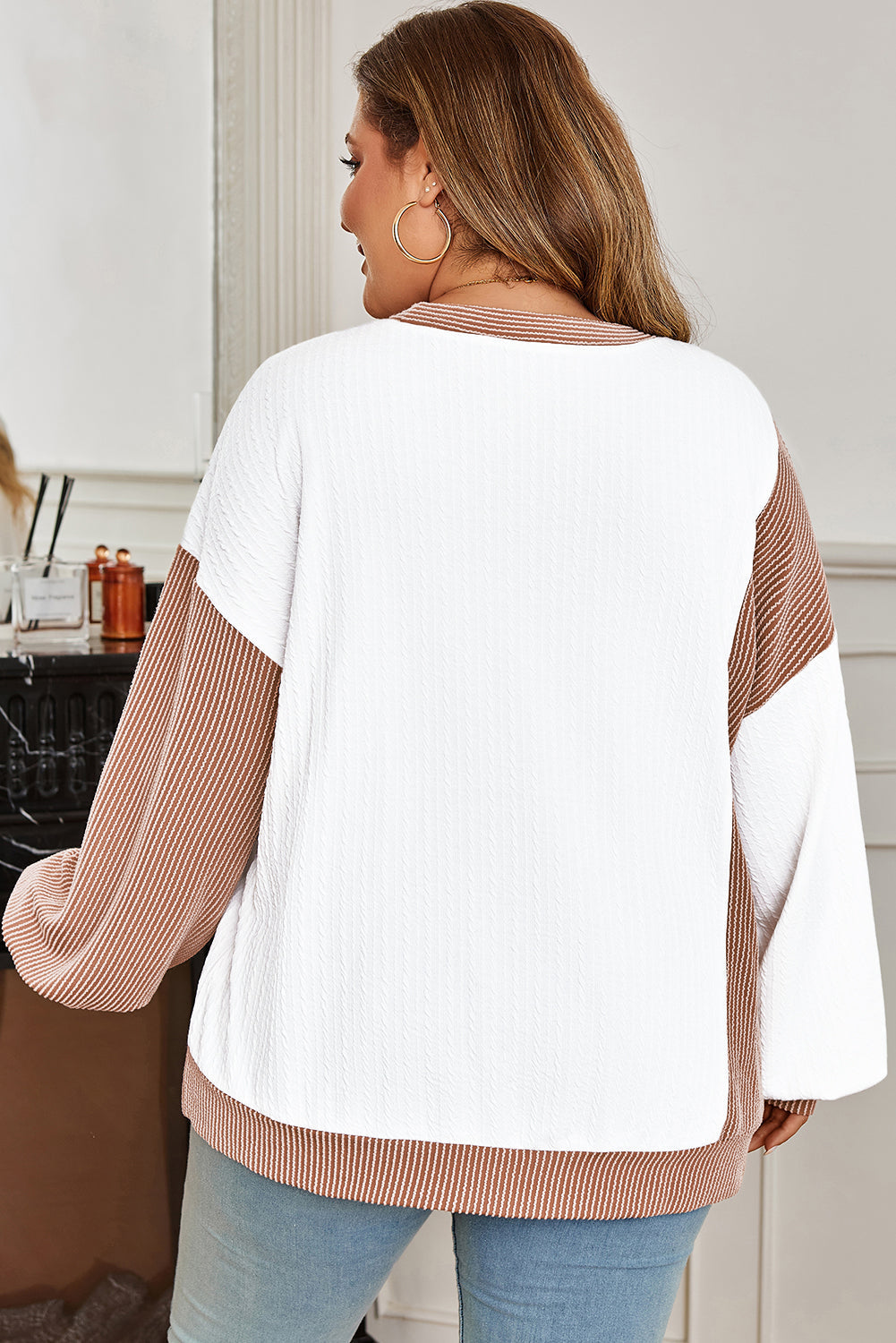Threaded Pear Romy Color Block Knit PLUS Top