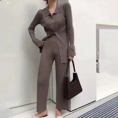 Chic Knit Collared Ensemble
