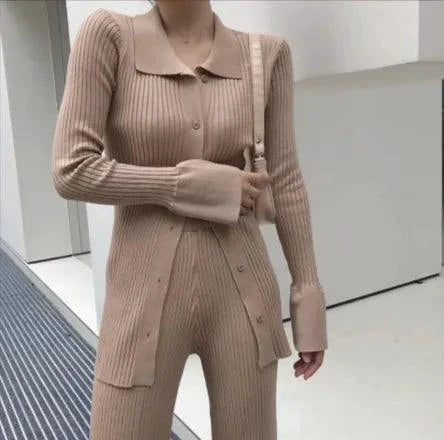 Chic Knit Collared Ensemble