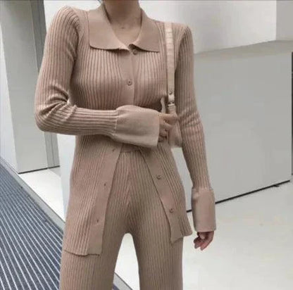 Chic Knit Collared Ensemble