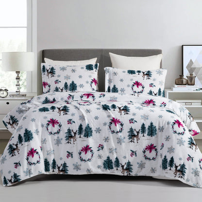 Elegant Comfort 4-Piece Holiday Christmas Velvet Plush Flannel Sheet Set