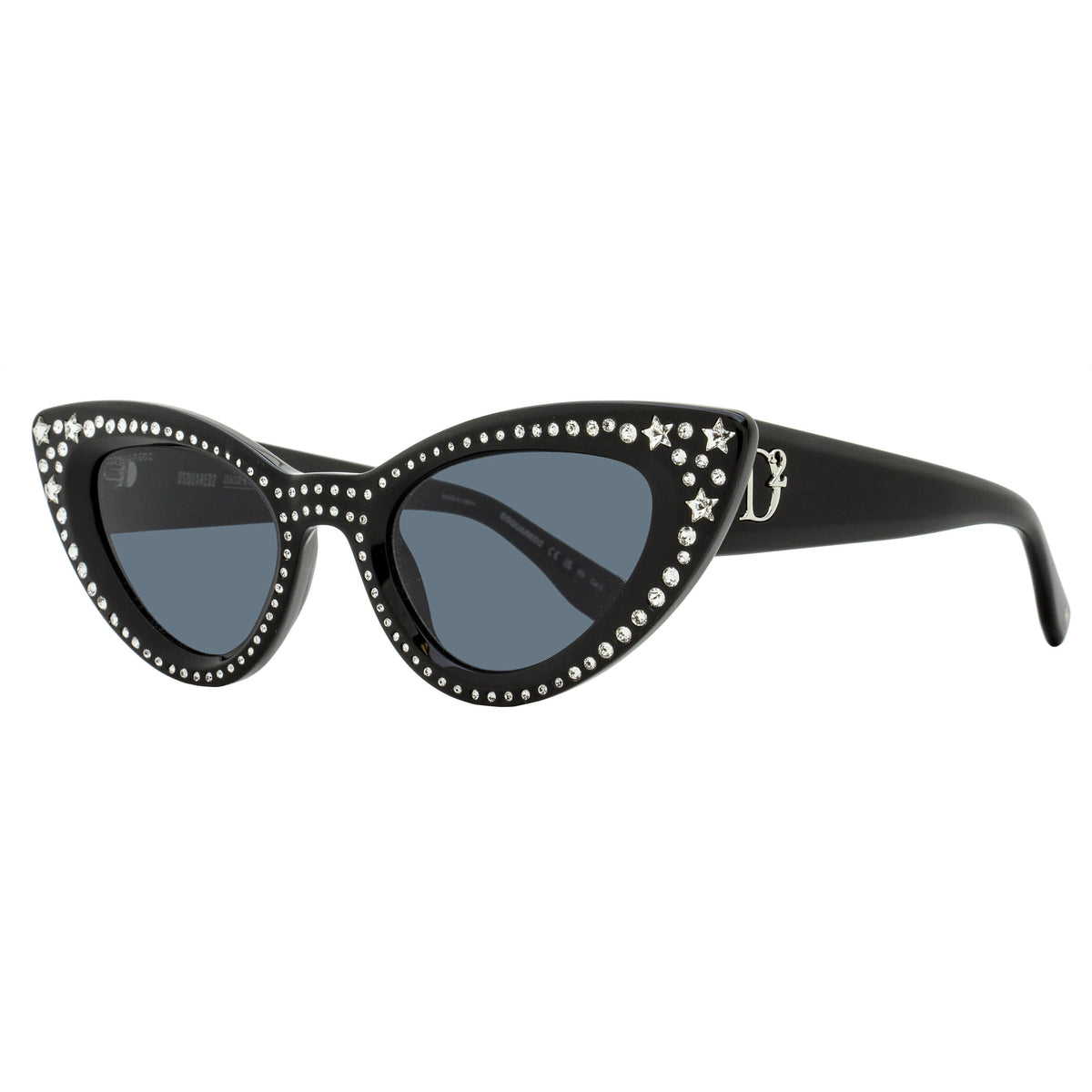 Dsquared2 Crystal Cat Eye Sunglasses D2 0092/N/S 807IR Black 51mm