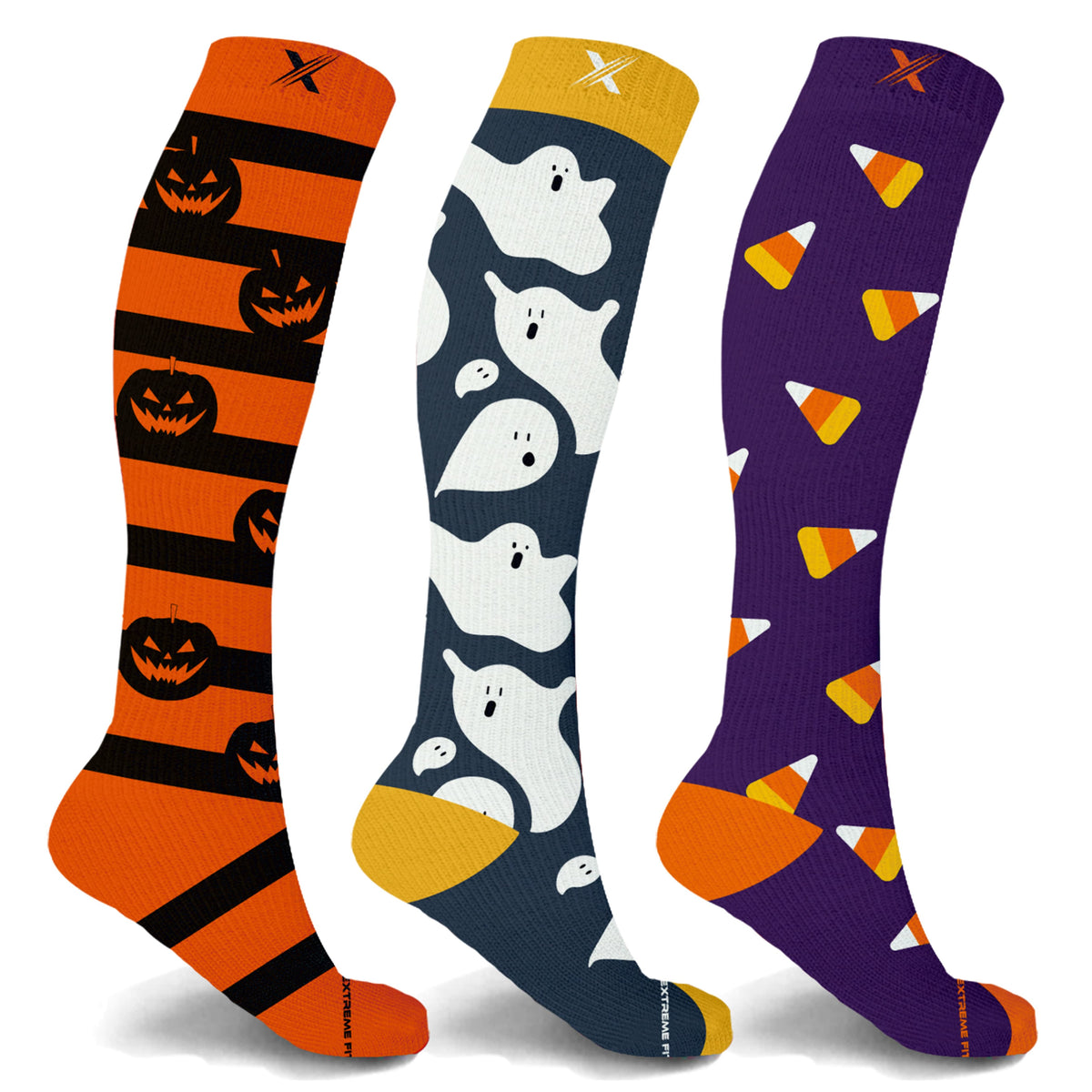 Extreme Fit 3-Pairs Halloween Themed Knee High Compression Socks