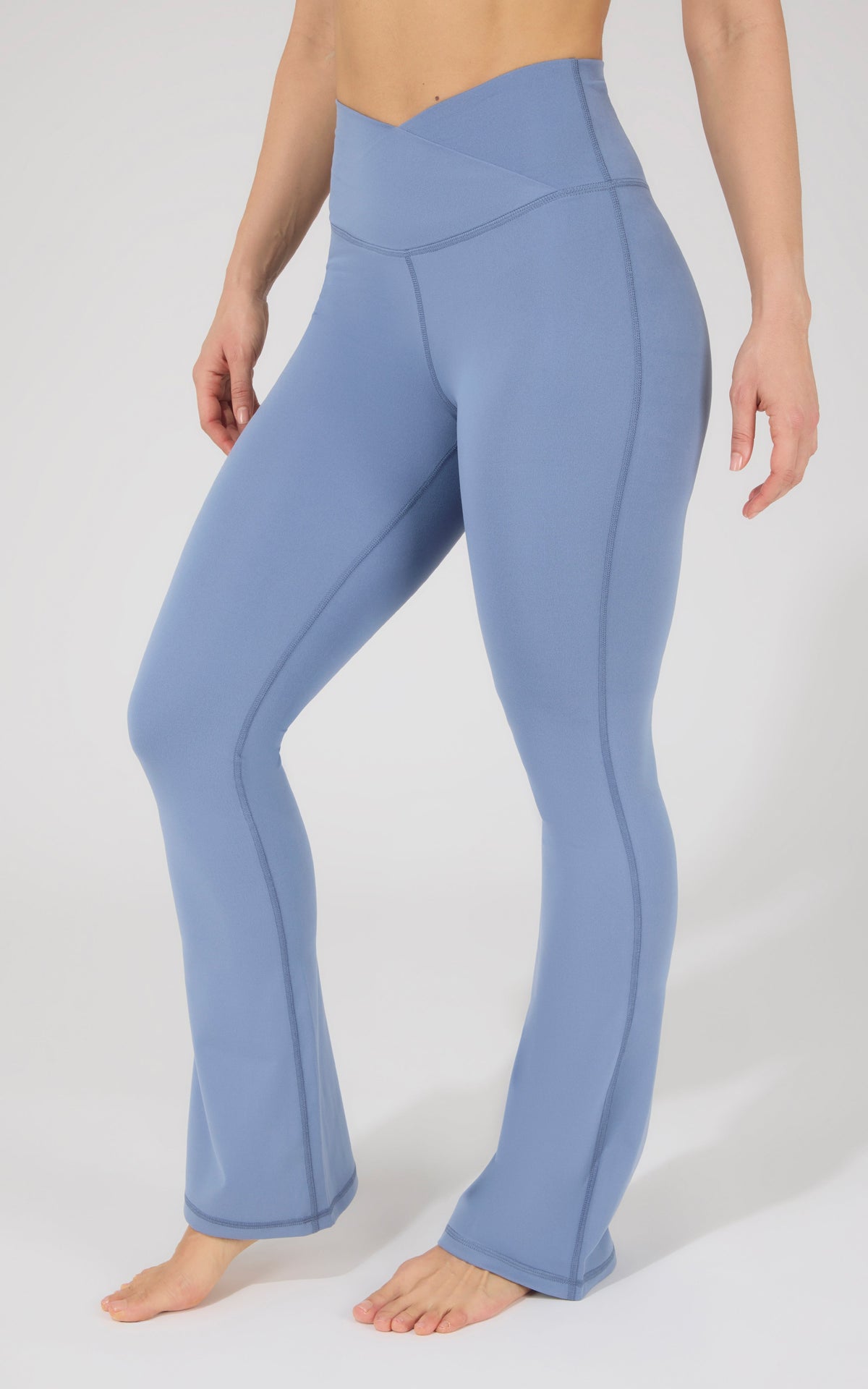 90 Degree by Reflex Lux Madison Crossover Elastic Free Waist 31 1/2 inch Flare Leg Pant