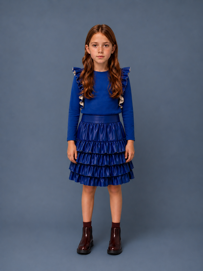 Cobalt Blue Ruffle Shirt