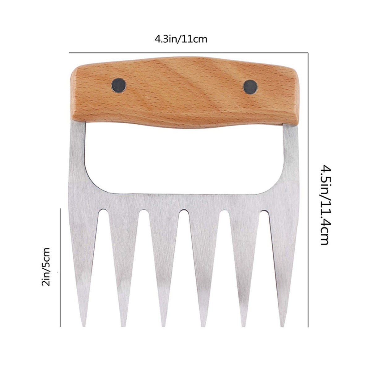 1947Kitchen Stainless Steel Meat-Shredding Claws With Wooden Handle