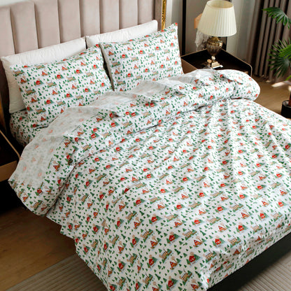 Elegant Comfort 4-Piece Holiday Cotton Flannel Sheet Set - 100% Turkish Cotton