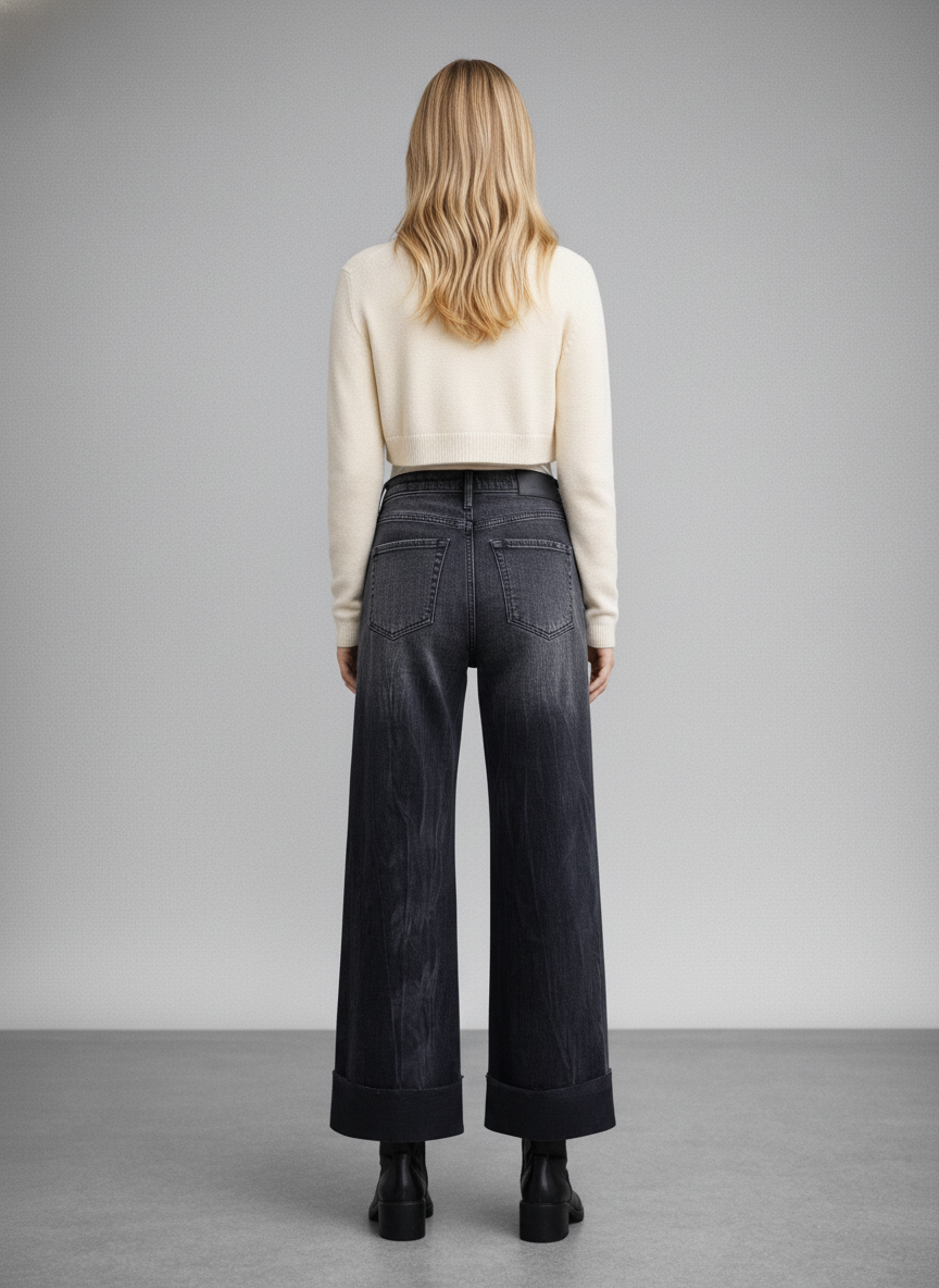 Elodie Tummy Control Inseam Transform High Rise A-line Wide Jeans