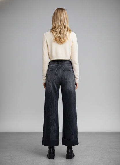Elodie Tummy Control Inseam Transform High Rise A-line Wide Jeans
