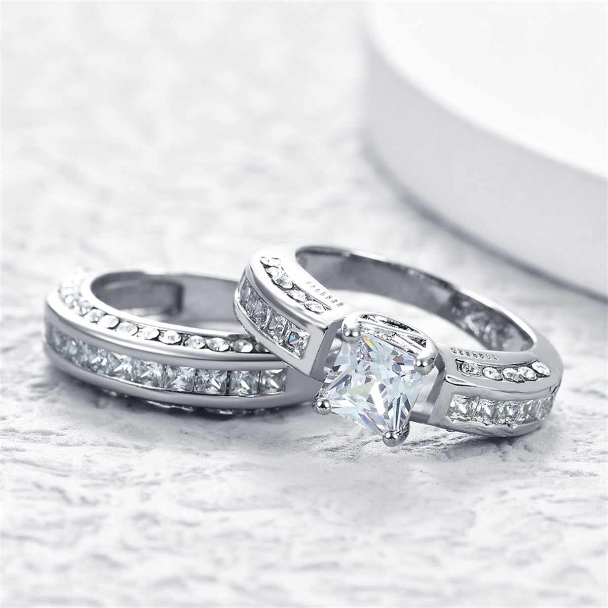 Crystal & Cubic Zirconia Princess-Cut Ring Set