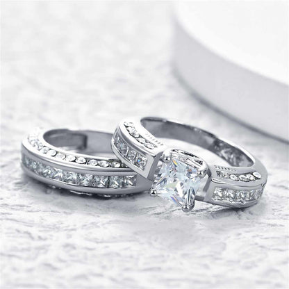 Crystal & Cubic Zirconia Princess-Cut Ring Set