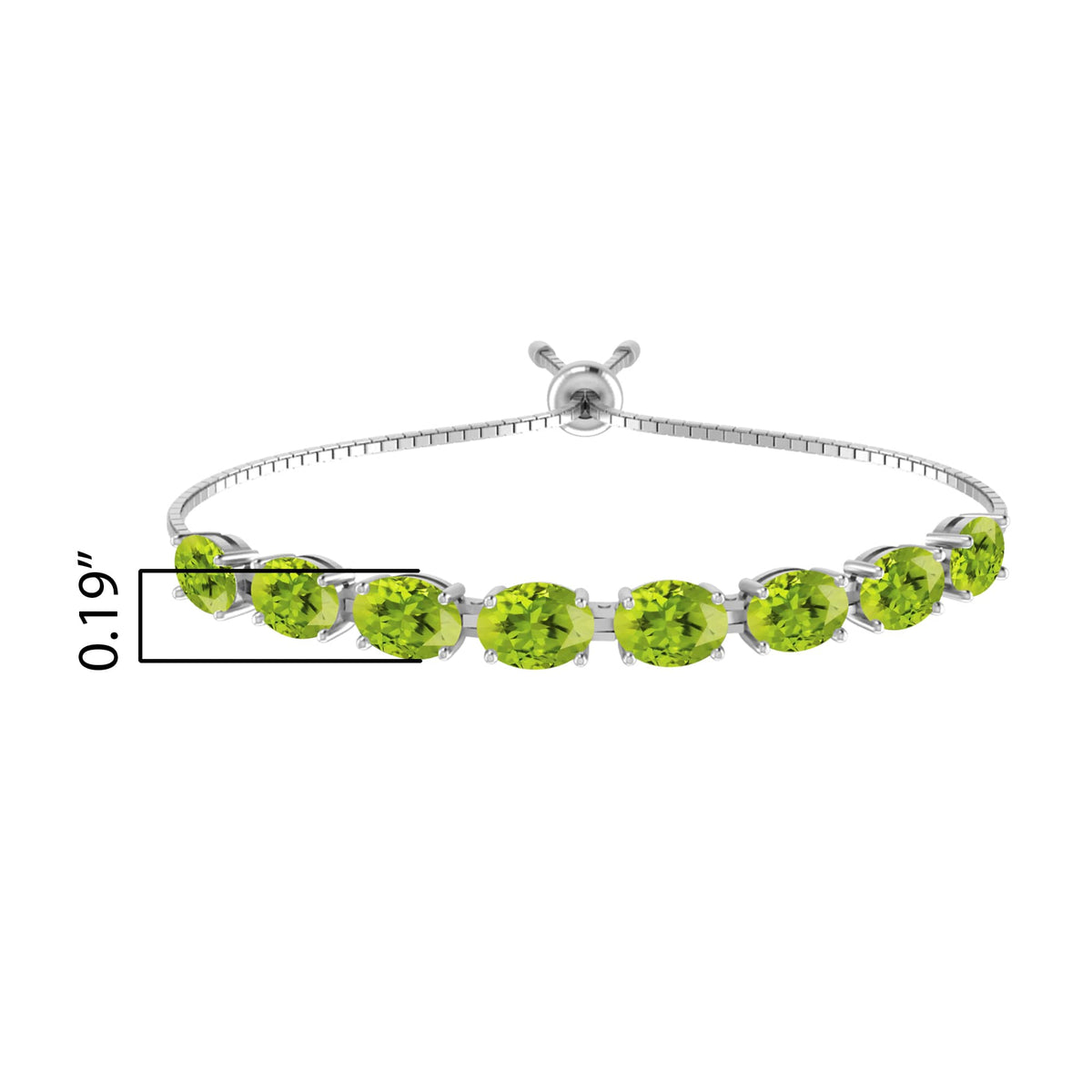 Sterling Silver 7.10CT Natural Peridot Bolo Bracelet