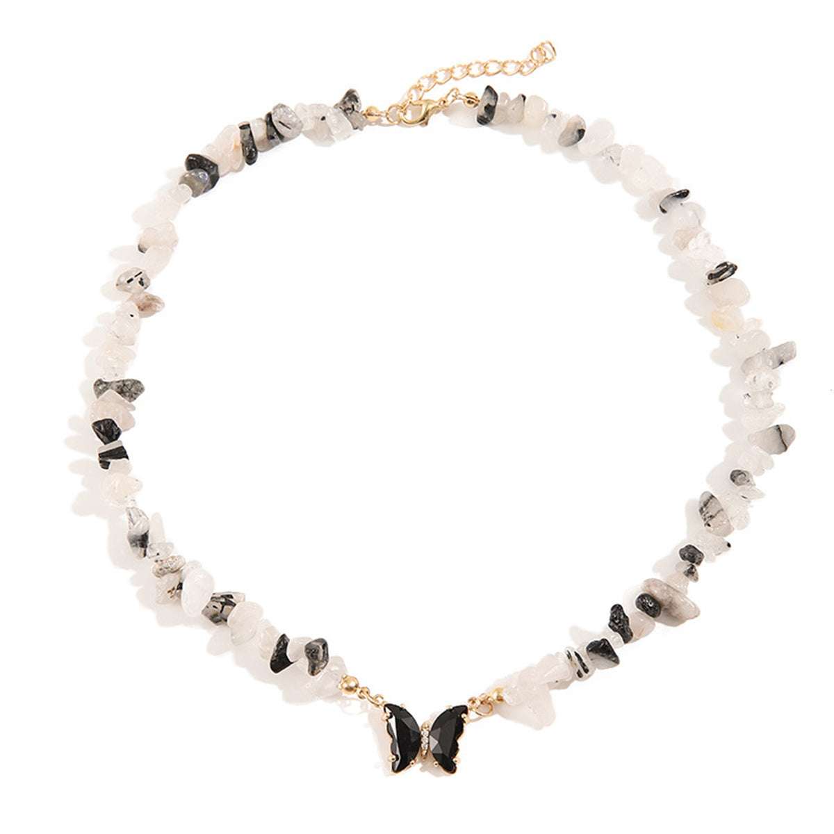 Black & White Resin Butterfly Pendant Necklace