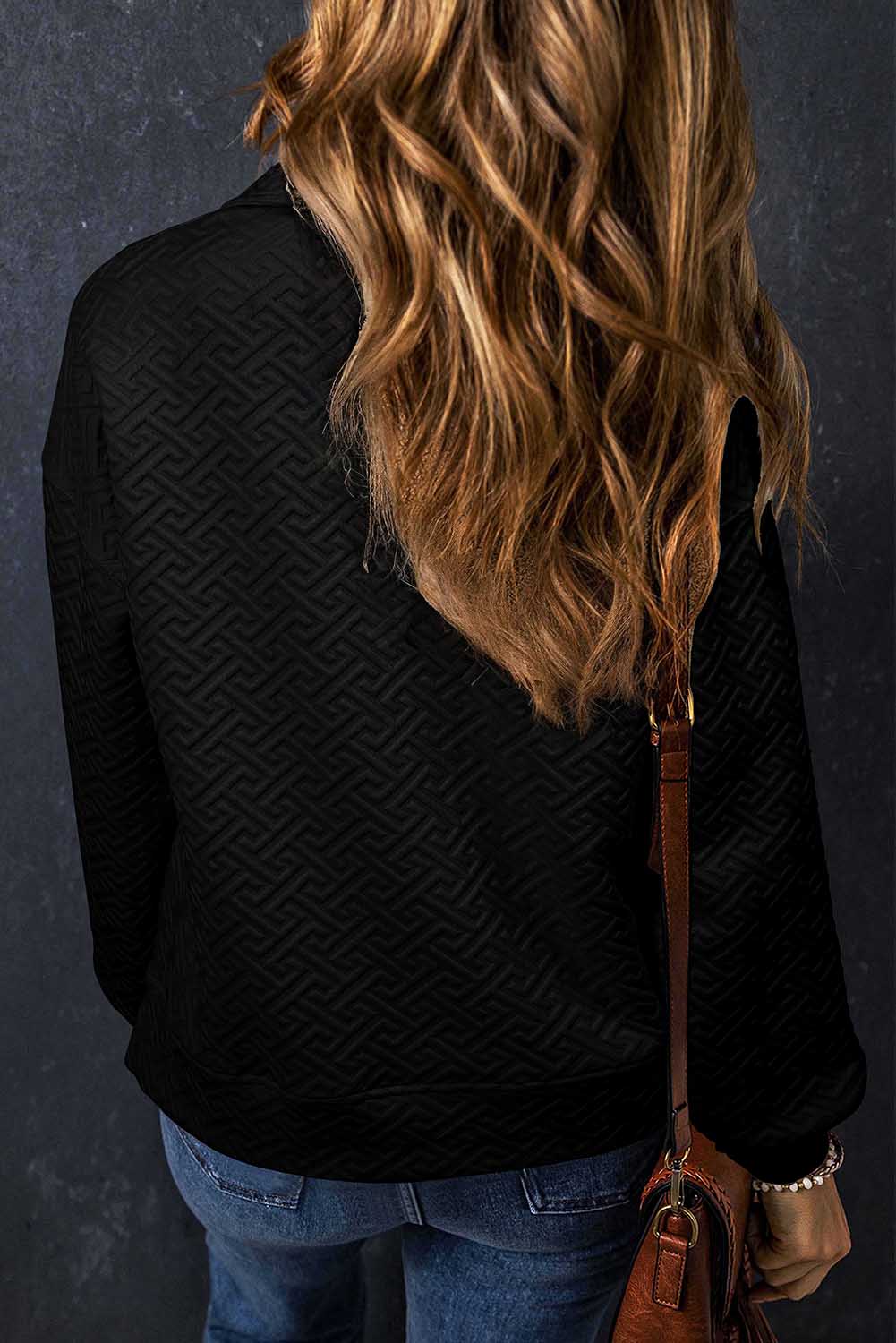 Threaded Pear Saige Half Zipper Collared Sweatshirt