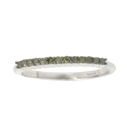 Stakable Natural Green Diamond Sterling Silver Band Ring