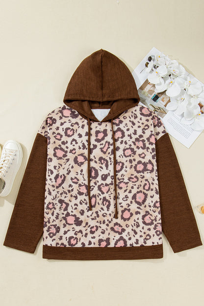 Threaded Pear Scarlett Print Knit Patchwork Hoodie