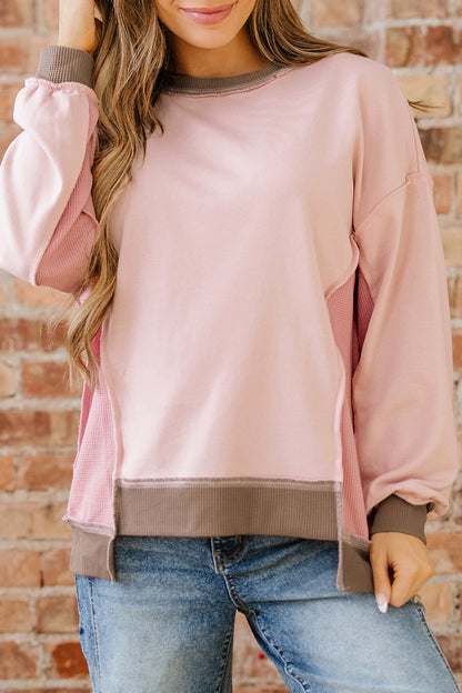 Threaded Pear Lina Waffle Patchwork Oversize Sweatshirt
