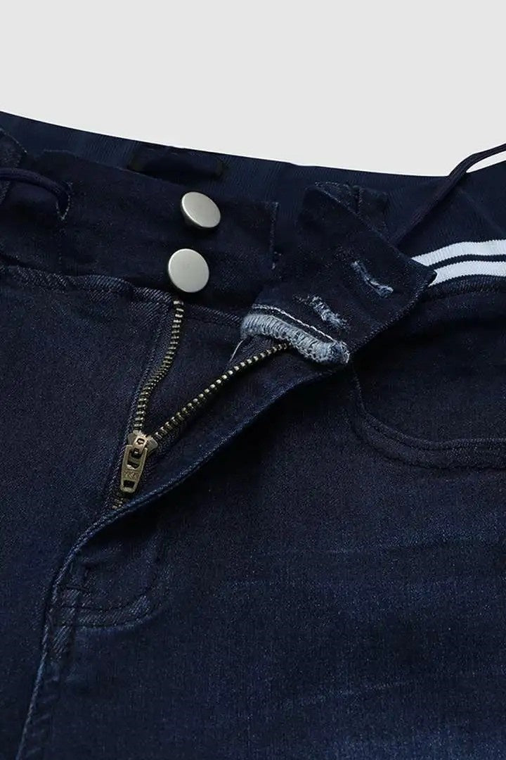 Women’s Athleisure Skinny Jeggings | Mid-Rise Pull-On Denim Jeans with Drawstring Waist | Butt-Lifting Dark Wash Stretch Denim for Women