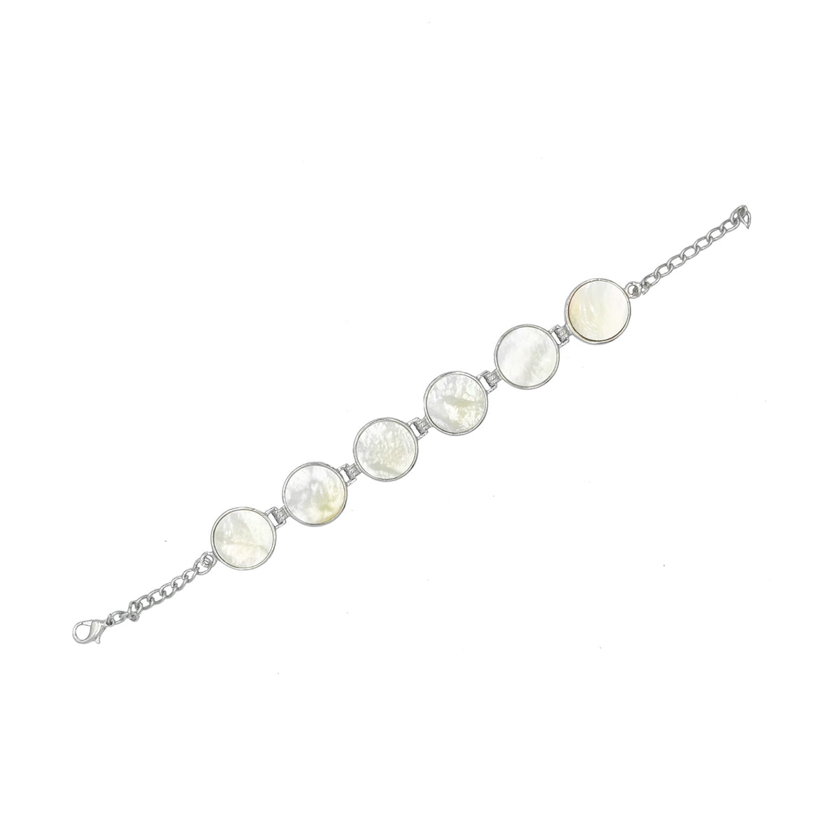 Freshwater Shell Silvertone Link Bracelet