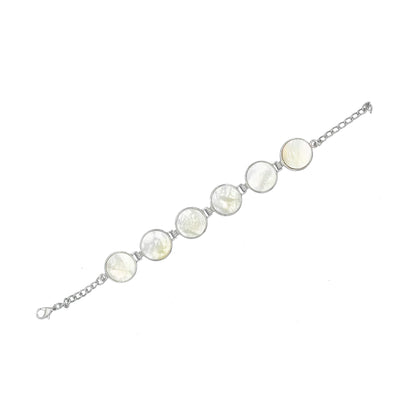 Freshwater Shell Silvertone Link Bracelet