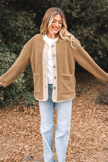 Threaded Pear Lilisha Corduroy Edge Patchwork Jacket