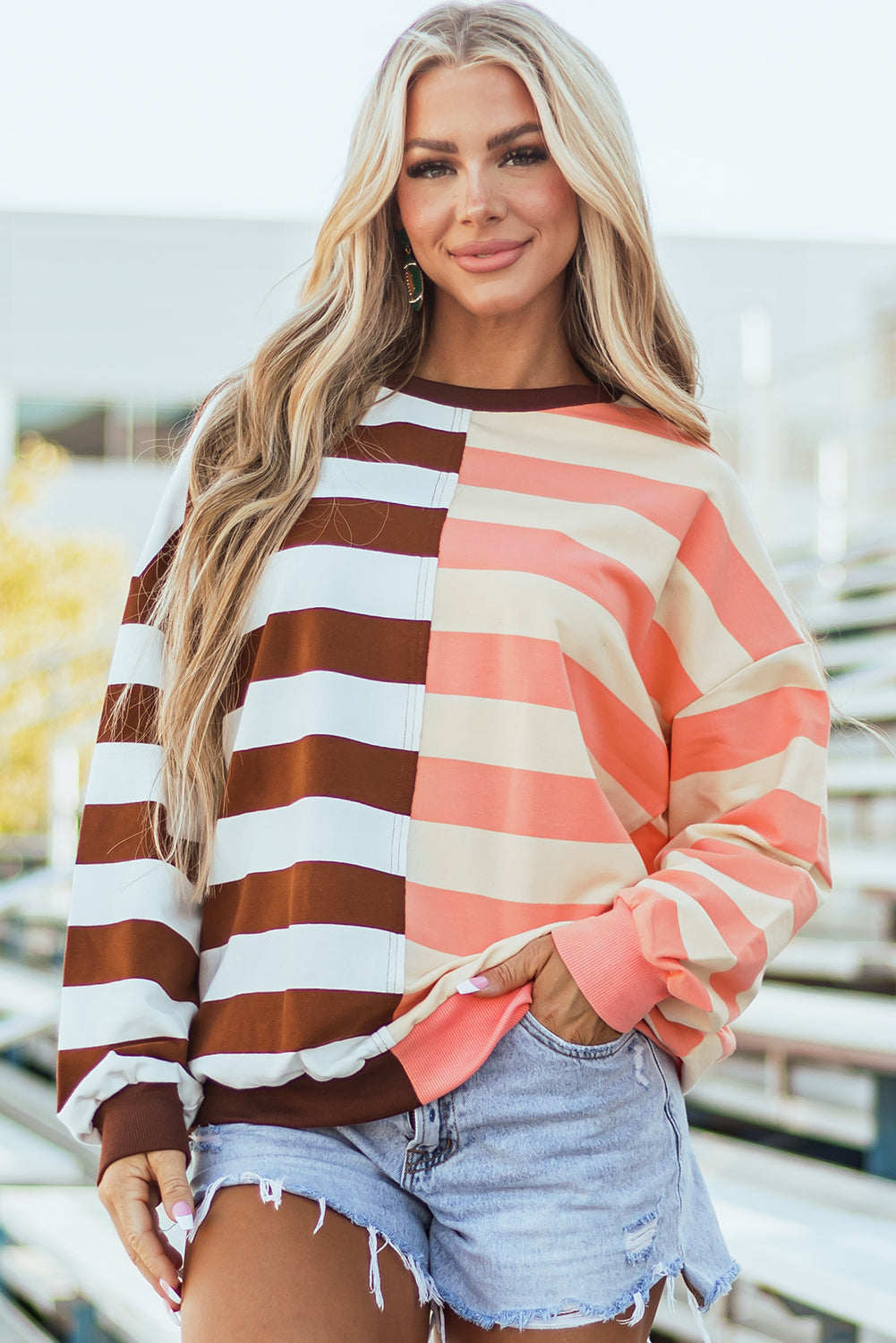 Threaded Pear Yasena Block Drop Shoulder Pullover