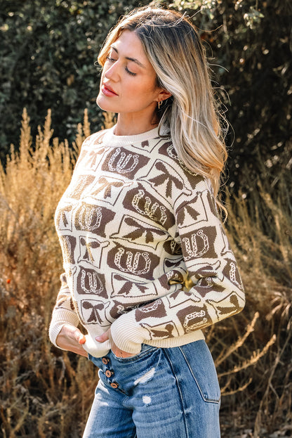Threaded Pear Sofia Western Fashion Print Sweater