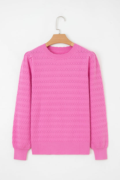 Threaded Pear Kay Knit Ribbed Cuffs Crew Neck Sweater