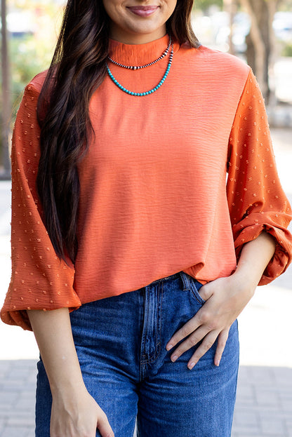 Threaded Pear June Swiss Dot Balloon Sleeve Loose Blouse