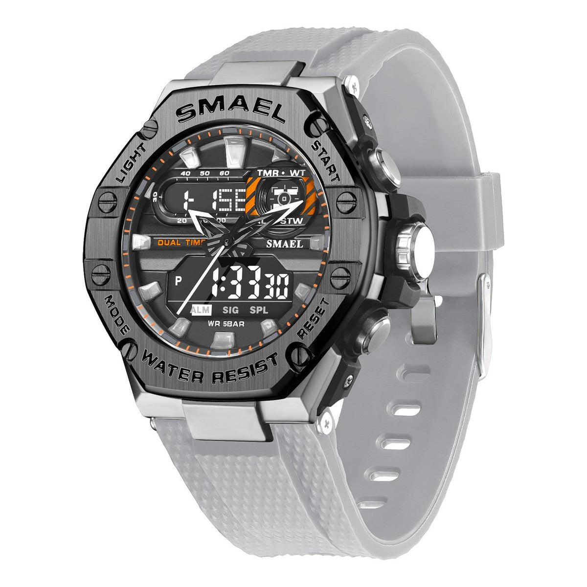 Men’s Digital Alloy Electronic Watch | Luxury Industrial Silver Wristwatch | Waterproof Cyberpunk Style Digital Watch | High-Sense Metal Belt Fashion Watch