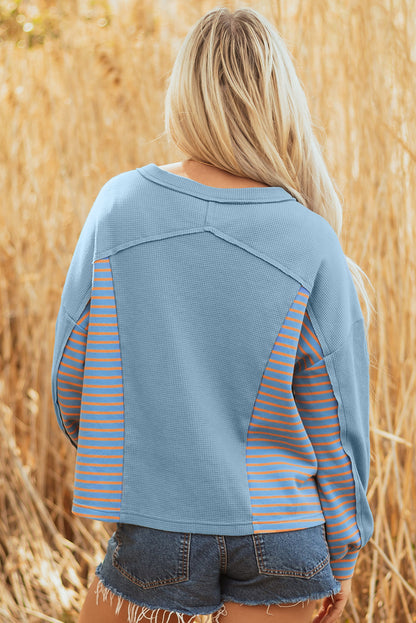 Threaded Pear Madison Exposed Seam Waffle Baggy Pullover