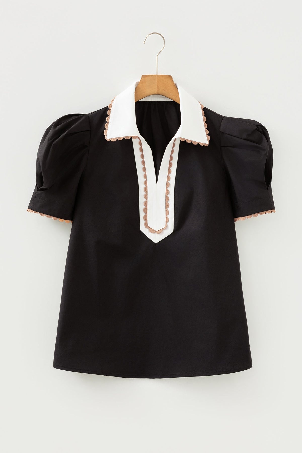 Threaded Pear Remington Collar Short Sleeve Blouse