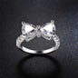 Crystal & Cubic Zirconia Silvertone Bow Ring