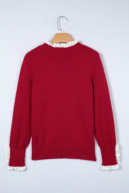 Threaded Pear Brooklynn Patchwork Cuffs Loose Sweater
