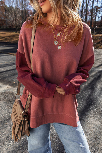 Threaded Pear Ella Patchwork Drop Shoulder Pullover
