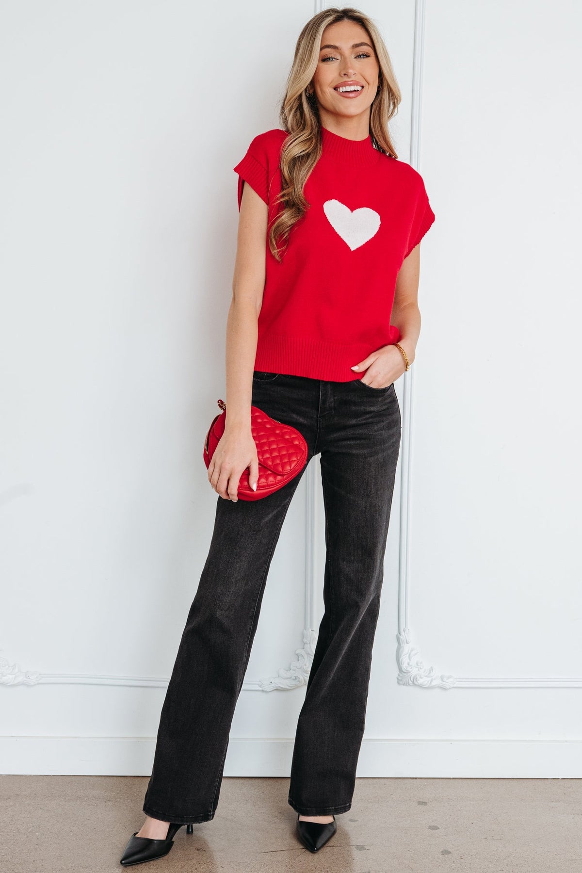 Threaded Pear Genevieve Cropped Short Sleeve Sweater