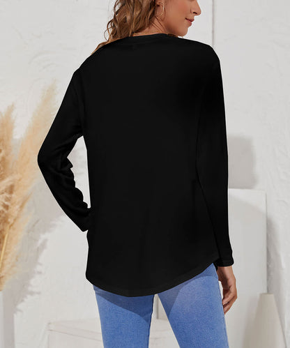 Black Round Neck Long Sleeve T-Shirt