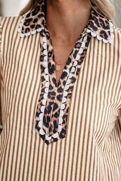 Threaded Pear Laila Sleeve Patchwork Collar Blouse