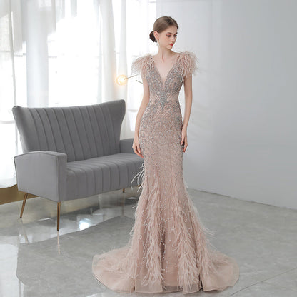 Women’s High-End Luxury Fishtail Evening Dress | High-Sense Mermaid Silhouette Gala Gown | Trendy Minimalist Formal Fishtail Dress | Luxury-Label Statuesque Radiant Ceremony Wear | 2026 High-Fashion Emerald-Luxe Essential