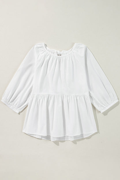 Threaded Pear Paula Bow Knot Cutout Back Blouse
