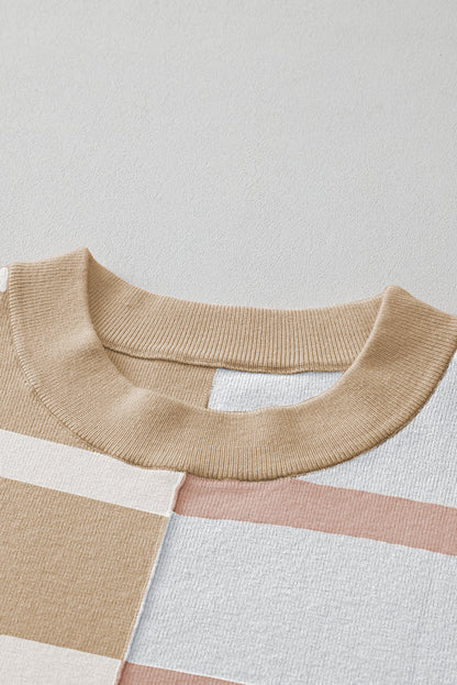 Threaded Pear Jream Stripe Colorblock Oversized Sweater