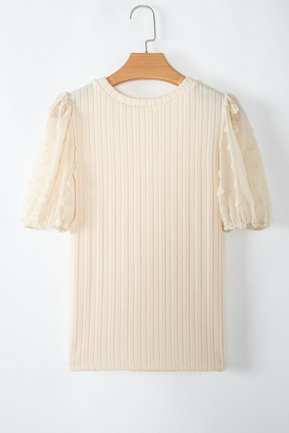 Threaded Pear Violet Puff Sleeve Textured Blouse