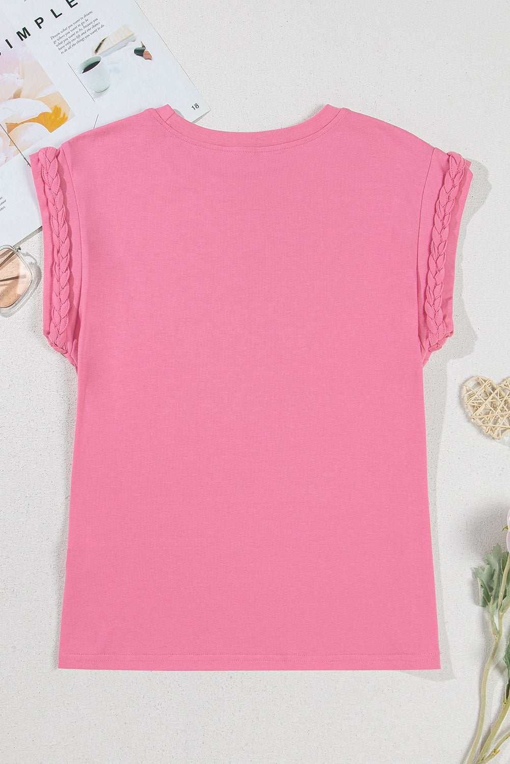 Threaded Pear Anika Braided Cap Sleeve Crew Neck Top