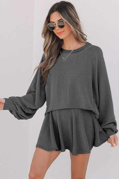 Threaded Pear Scarlett Corded Lantern Sleeve Top