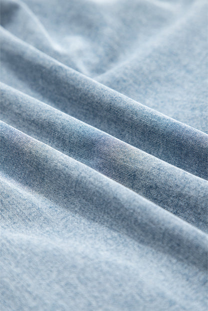 Threaded Pear Clare Sleeveless Ruffled Chambray Dress